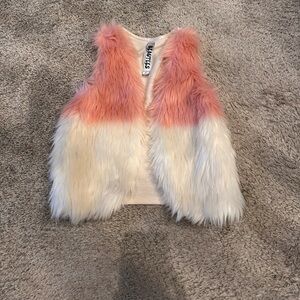 Beautees Pink and Cream Faux Fur Vest for Kids